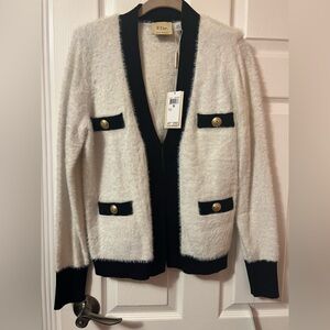 Elie Tahari Women's White and Black Cardigan Jacket